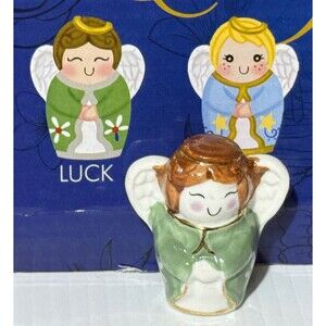 Collectible Mini Lucky Angels - PEACE - LUCK - FAITH - Porcelain Pocket size